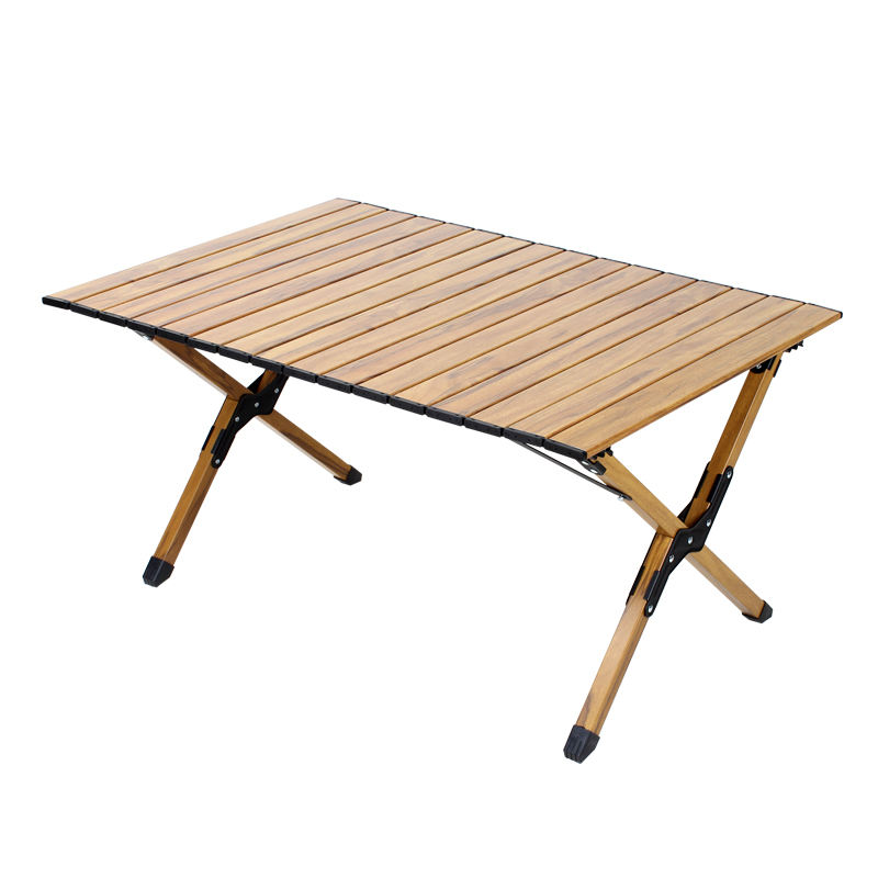 Wood-grain color double-layer aluminum alloy detachable egg roll table